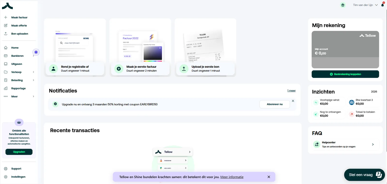 Tellow dashboard, screenshot 28 juli 2026