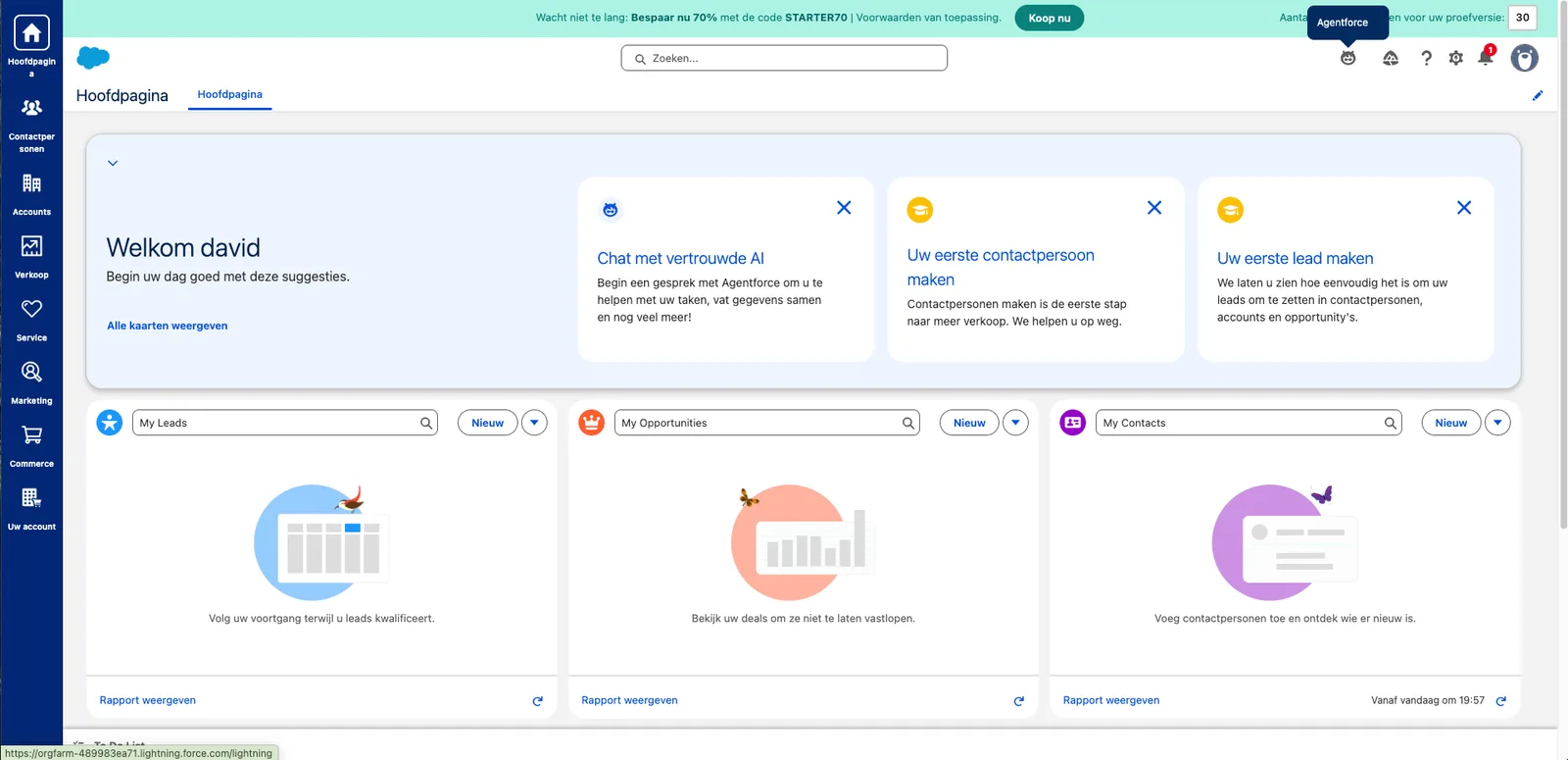 Salesforce dashboard, screenshot 28 juli 2026