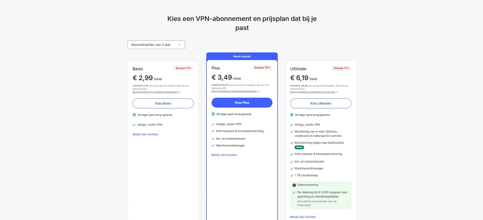 NordVPN pricing-overzicht, screenshot 2026-05-13