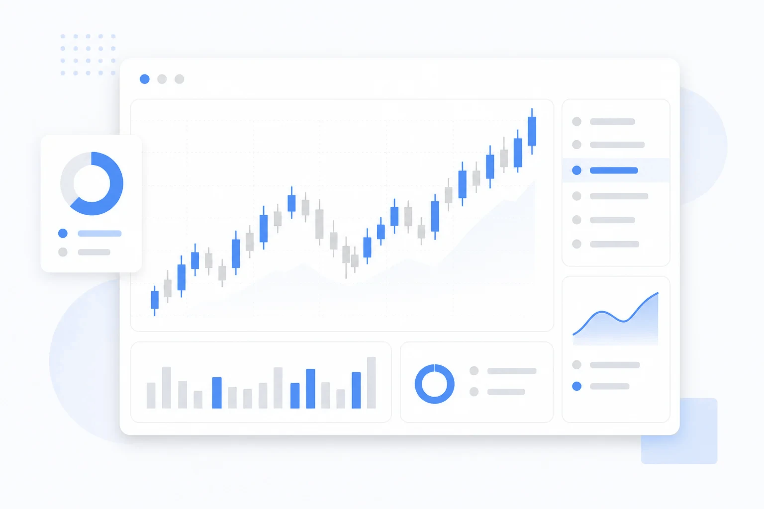 Vergelijking brokers Nederland - candlestick grafiek illustratie Abstracte candlestick grafiek en handelsscherm symboliseren vergelijking van brokers in Nederland