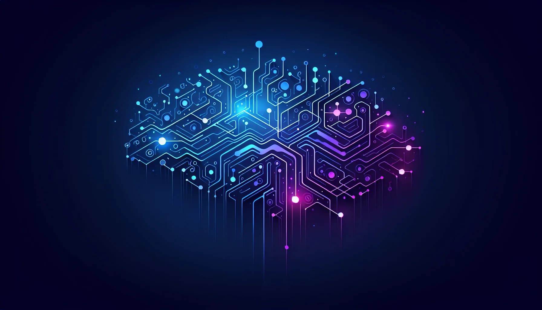 Visualisatie van AI-netwerken voor Nederlandse ChatGPT alternatieven Abstract neuraal netwerk met blauwe en paarse verbindingslijnen op donkere achtergrond voor ChatGPT alternatieven