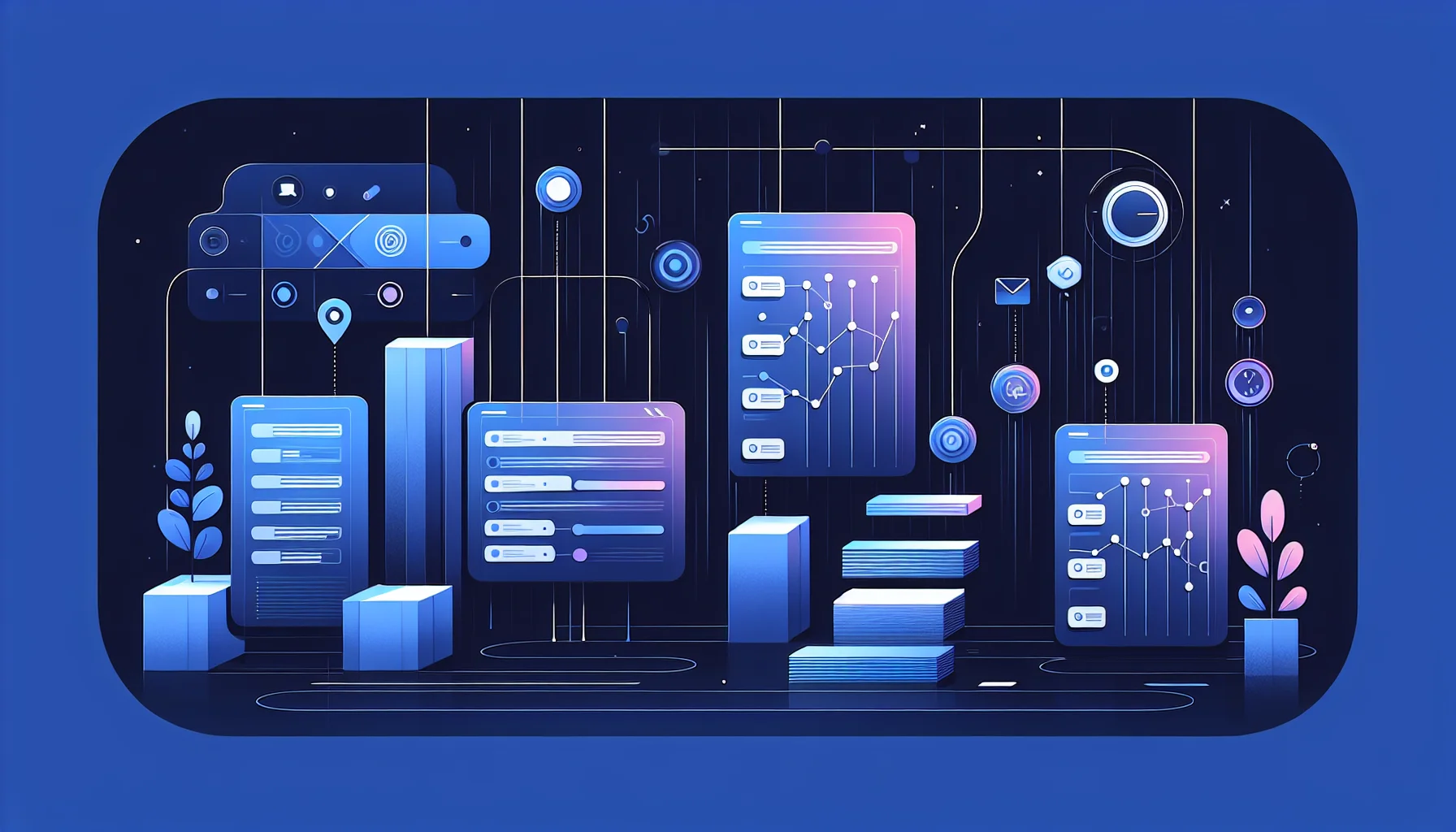 Visuele vergelijking van projectmanagement tools voor bedrijven Abstracte kanban borden met taakkaarten en tijdlijn elementen voor projectmanagement tools vergelijking