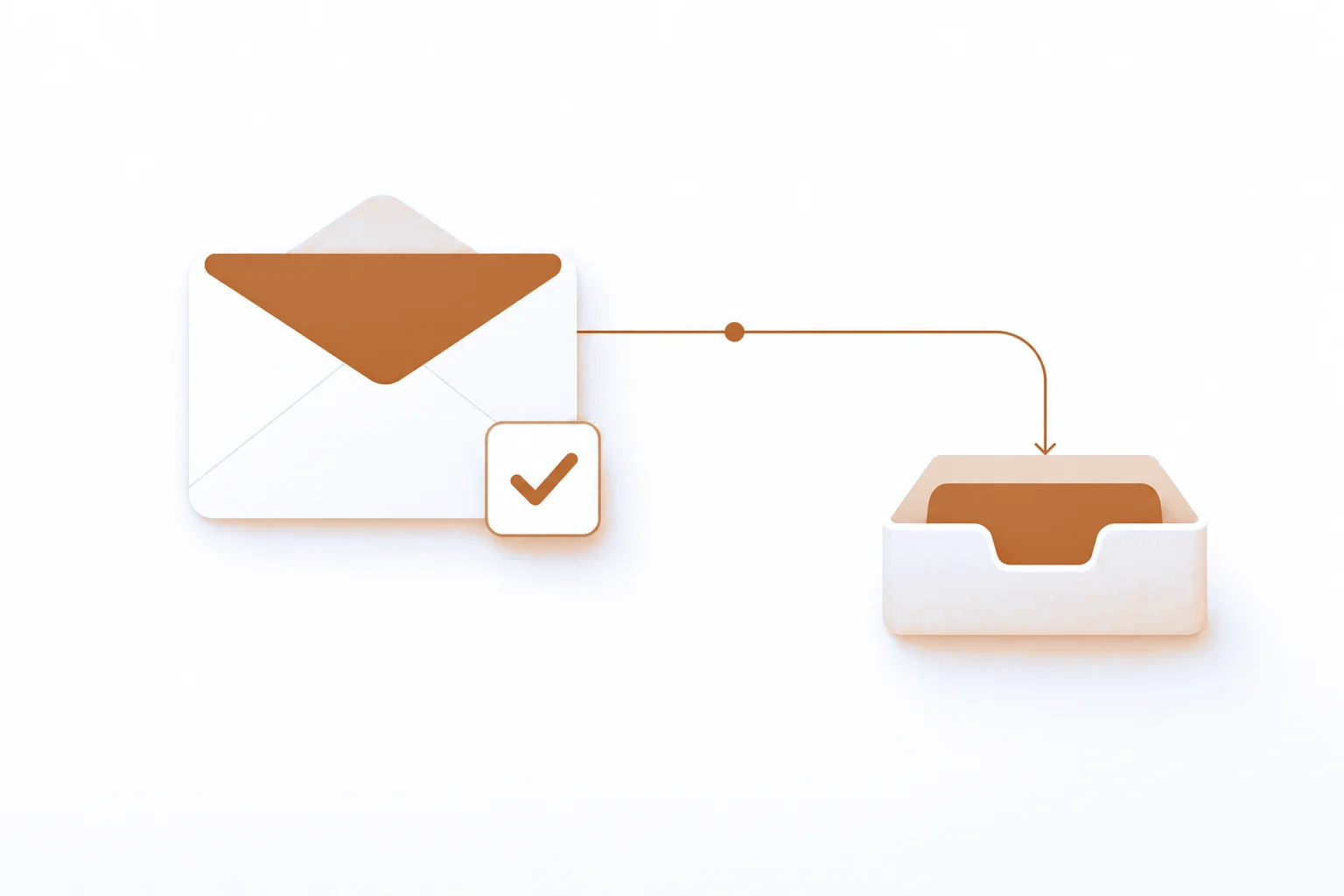 Pre-checked checkbox bij e-mailmarketing en de AVG Envelopicoon met vooraf aangevinkt selectievakje verbonden aan een inbox, symbool voor pre-checked checkbox e-mailmarketing
