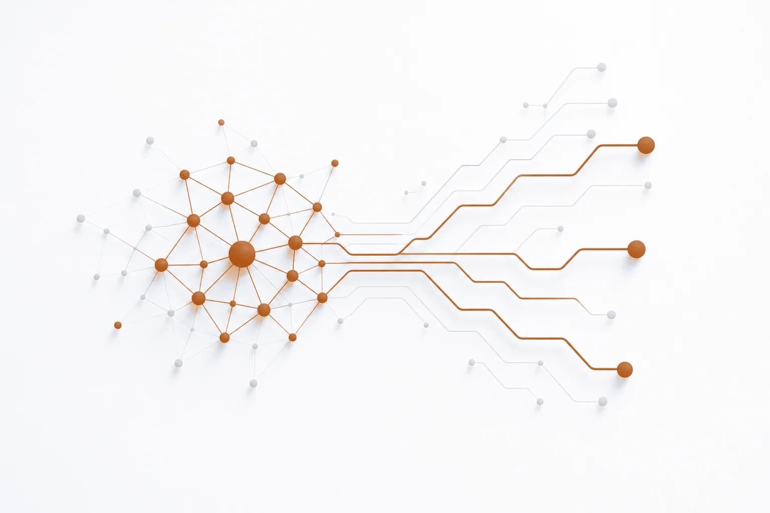 Welke AI tool kiezen: overzicht in blauw netwerkpatroon Abstract illustratie van verbonden netwerkknopen die verschillende AI-tools symboliseren in blauwtinten
