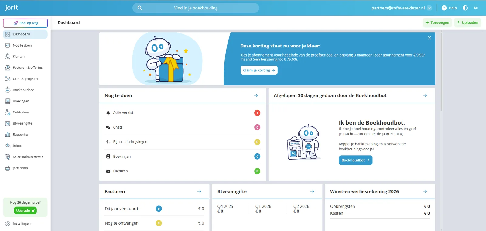 Jortt dashboard, screenshot 28 juli 2026