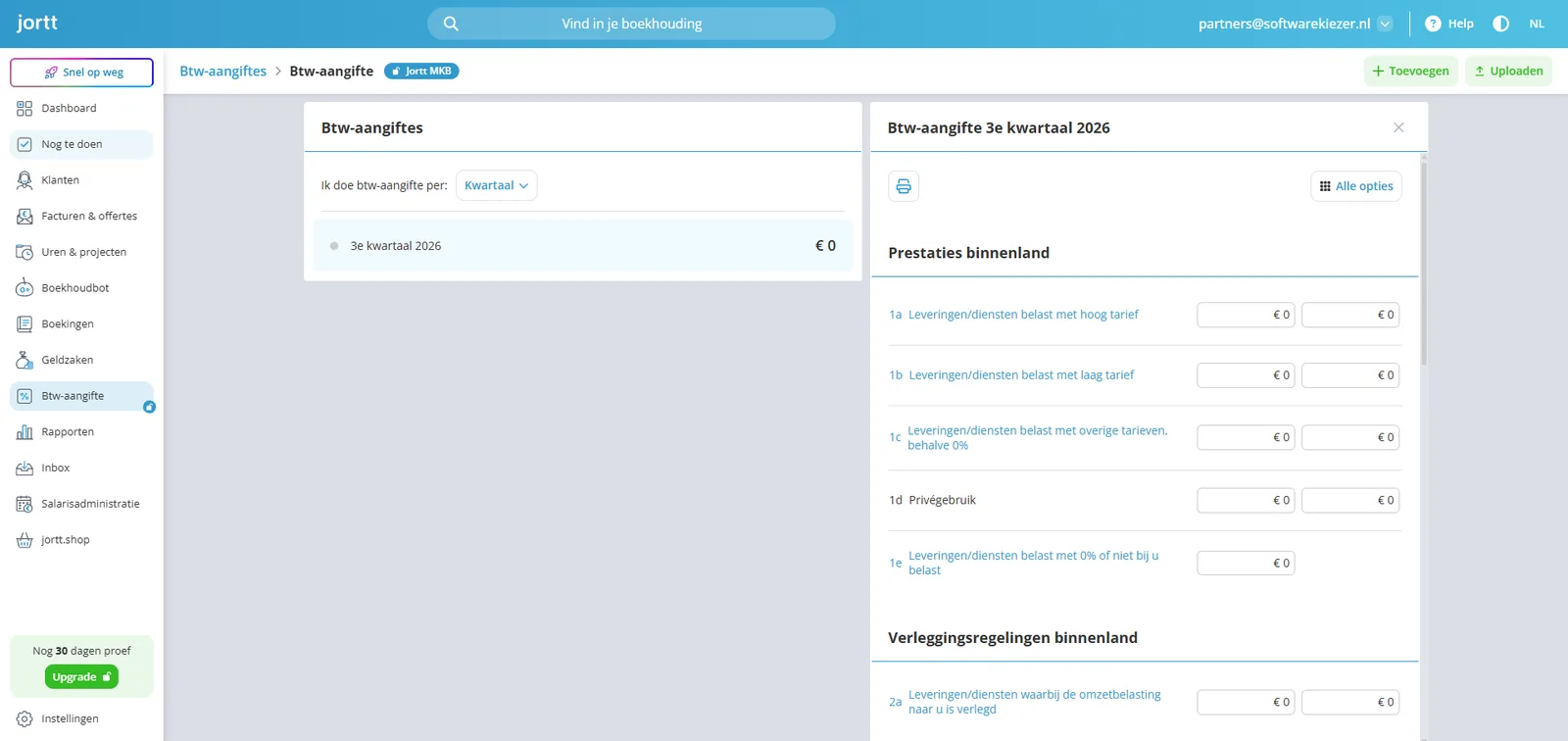 Jortt BTW-aangiftescherm, screenshot 28 juli 2026
