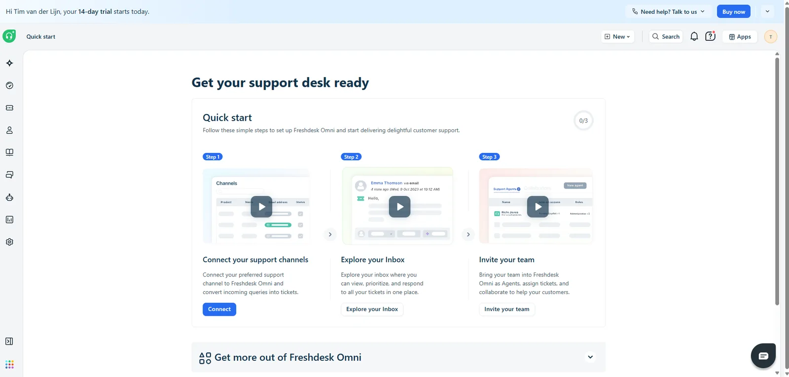 Freshdesk dashboard, screenshot 30 juli 2026